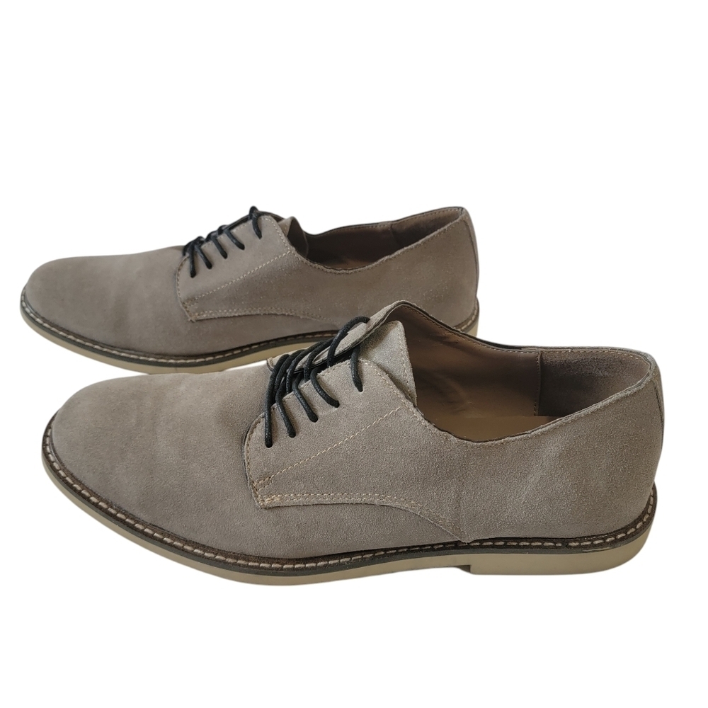 BANANA REPUBLIC Suede Oxford Men's Sz 12 Gray Lace-Up Business Casual Minimalist - Picture 2 of 10